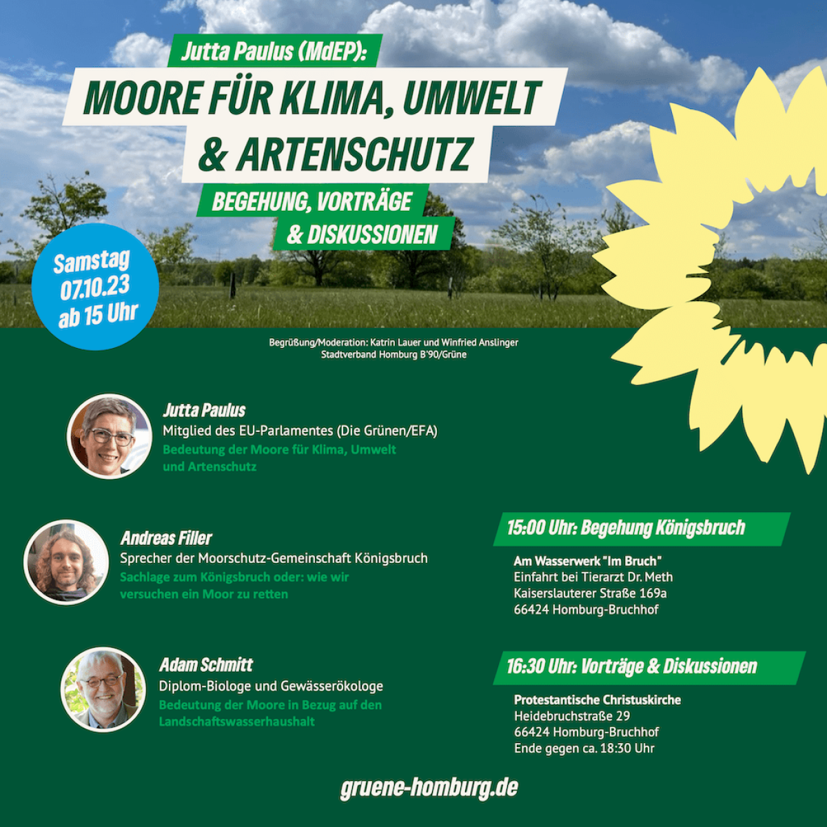 Flyer zur Veranstaltung mit Jutta Paulus in Homburg